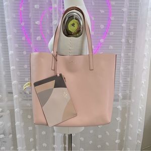 Genuine Leather - Reversible Tote Bag & Wallet